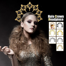 Golden Angel Crown Headpiece Baroque Alloy Crystal Tiara Headband Lolita Gothic - £8.68 GBP