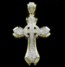 1.5Ct Round Cut D/VVS1 Diamond Cross Charm Pendant 14k Yellow Gold Over - £103.51 GBP