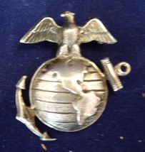 USMC sterling silver pin eagle globe US military uniform vintage sweetheart - $44.12 CAD