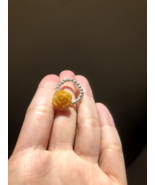 Jadeite Ring Rose Jadeite Ring Yellow Rose Flower Jade Ring pendant Bead... - $88.01 CAD