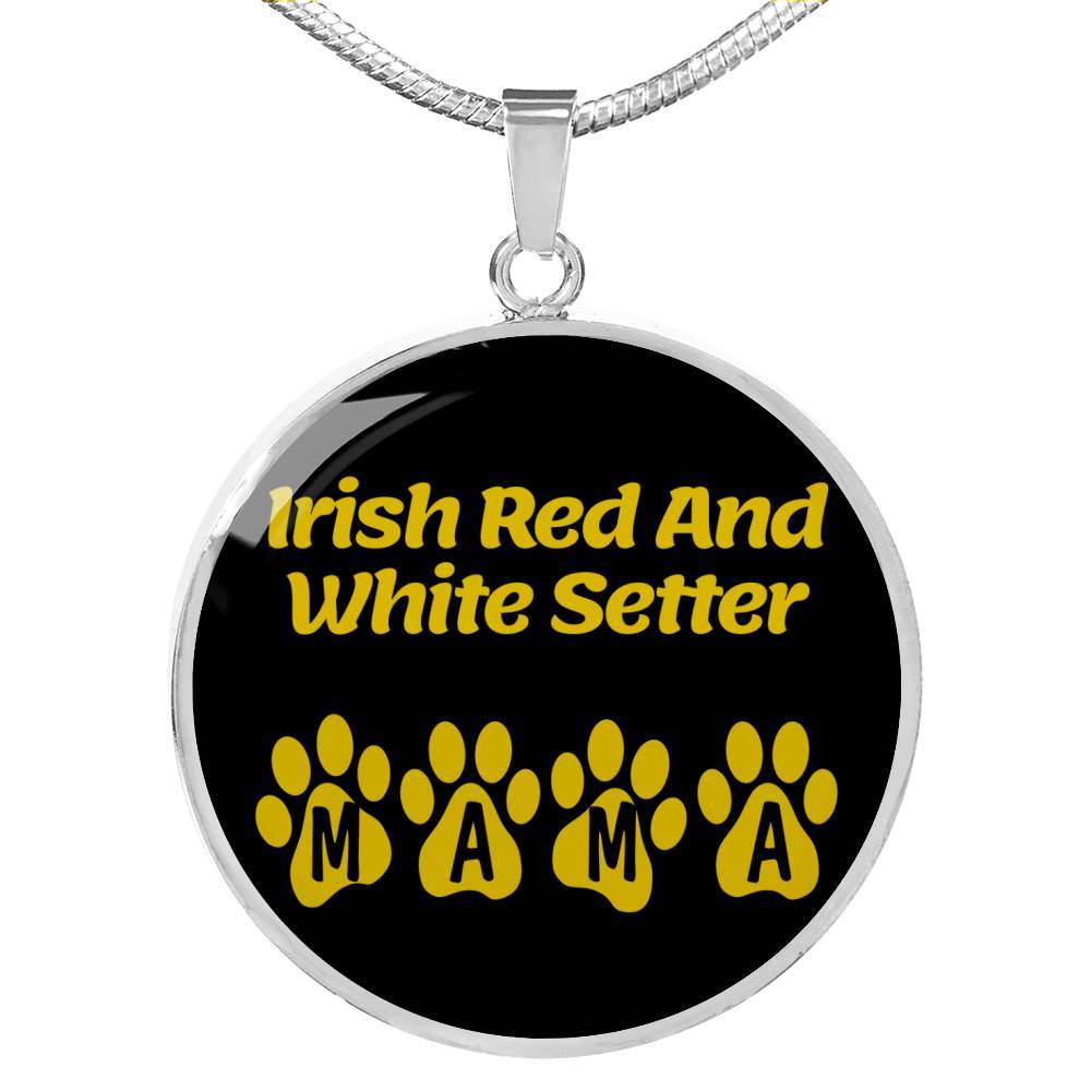 Irish Red And White Setter Mama Circle Necklace Stainless Steel or 18k Gold 18-