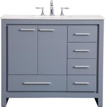 Bathroom Vanity Sink Contemporary Single Brushed Steel Gray Solid Wood - £1,739.18 GBP