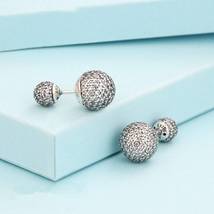 925 Sterling Silver Pavé Drops with Clear CZ Earrings  - £16.63 GBP