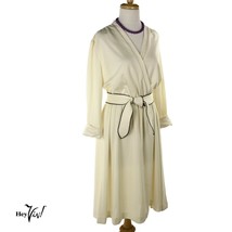 Vintage 80s Charles Allen Dress - Ivory Knit w Crossover Bodice - Sz M -... - $30.00