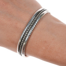 6.75&quot; Vintage Southwestern sterling twisted wire cuff bracelet - £97.31 GBP