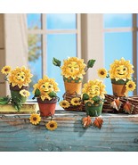 Set of 5 Anthropomorphic Sunflower Shelf Sitters Figurine Poseable Home ... - $45.41 CAD