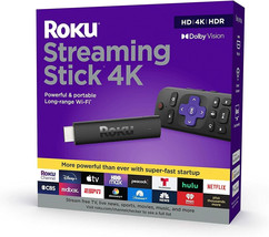 Roku Streaming Stick 4K | HDR Dolby Vision Streaming Device with Remote 3820 - $33.95