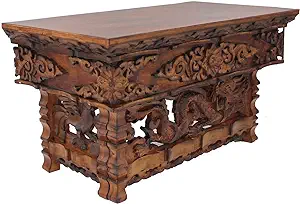 Solid Wood Hand Carved Shrine Altar Meditation Table (Medium, Dark) - $329.99
