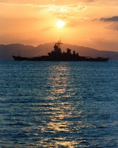 USS Iowa BB-61 US Navy battleship at sunset moored off Costa Rica Photo ... - $8.81