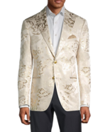 Tallia Men&#39;s Floral Jacquard Slim Fit Dinner Jacket in Gold-Size Small 3... - £58.83 GBP