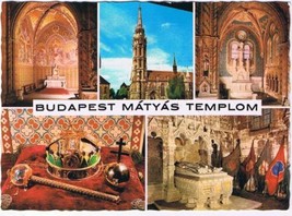 Hungary Postcard Budapest Matyas Templom Matthias Church Multi View - £2.32 GBP