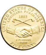 2004 Gold-Plated Jefferson Nickel Peace Medal A4957 New In Package - $10.00