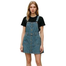 Women’s PACSUN Los Angeles overalls bib skirt SZ XS light blue jean denim - $11.04