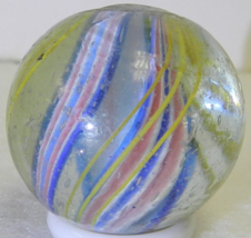 #17237m .91 Inches Vintage German Handmade Divided Ribbon Swirl Shooter Marble - $41.57