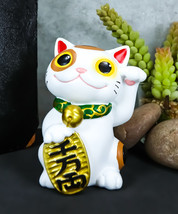 Japanese Luck And Fortune Charm White Beckoning Cat Maneki Neko Statue 4&quot;Tall - £16.77 GBP