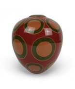 Jill Rosenwald 1970&#39;s Retro Mid Century Modern Style Red Gold Edging Vase - £39.94 GBP