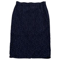 Zara Black Floral Lace Lined Midi Pencil Skirt High Waisted Back Slit Size Large - £22.29 GBP