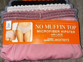 Warner&#39;s ~ Womens Hipster Underwear Panties Polyester Blend 3-Pair (D) ~ M/6 - $22.02