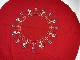 vtg Small round Swedish Red Scandinavian hand embroidered stitch tablecl... - $564.31 MXN
