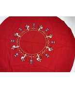 vtg Small round Swedish Red Scandinavian hand embroidered stitch tablecl... - $40.54 CAD
