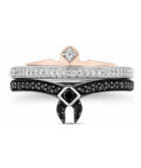 Enchanted Disney Fine Jewelry Black Heat Treated &amp; Diamond Aurora Duo Se... - £125.11 GBP
