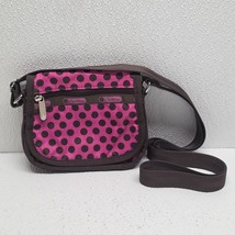 Le Sportsac Mini Pink Purple Brown Polka-dot Purse Crossbody Handbag - $22.19