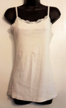 Faded Glory Tank Top sz Large 14/16 Lace Trim Cotton Spandex  Ribbed Knit Shirt - £7.71 GBP