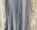 J JILL Linen Striped Blue White Wide Leg Crop Pants Size L Nautical B61 - £19.31 GBP
