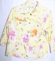 Napa Valley Petites Floral Jacket Size Pm Yellow Pink Green #8079 - £12.27 GBP