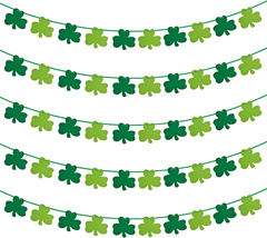 St Patricks Day Decorations 5 Pack Garland Banner Shamrock Green Light Green - £10.95 GBP