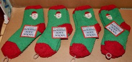 Christmas Holiday Soft Socks Small Kids 4 Pair Santa Face 175S - £5.18 GBP