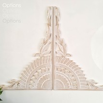 Carved Wooden Wall Art - Corner Curved Mandala Distressed White Panel Shabby Chi - £155.50 GBP