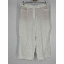 J.Jill Love Linen Cropped Wide Leg Pants Sz M White Vacation Resort Classic - £25.06 GBP