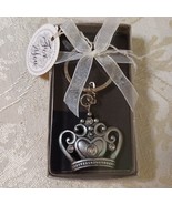 Queen&#39;s Crown Keychain Silver Tone Rhinestones - Key Ring Fob - NIB - $4.95