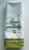 Hand Towel Avanti Think Positively Embroidered Embellished Yellow Trim 3... - £13.55 GBP