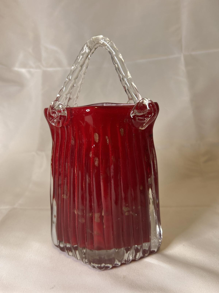 Vintage Elegant Red Glass Handled Purse - $25.00