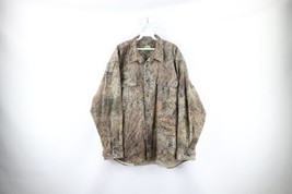 Vintage Cabelas Mens XL Mossy Oak Brush Camouflage Collared Button Shirt Cotton - £42.53 GBP