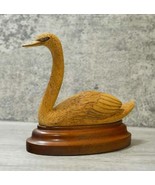 Vintage Signed Hand-carved Wooden Majestic Swan Figure Sculpture - 7&quot; Long - $47.54 CAD