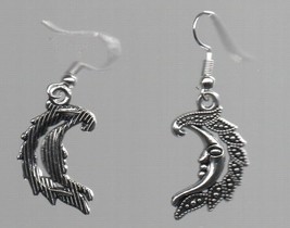 Earrings Silver Moon - Hypoallergenic Hooks - Homemade - 1 1/4&quot; long. - £1.74 GBP