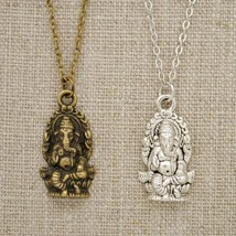 GANESHA NECKLACE 17&quot; Chain 0.75&quot; Small Pendant Hindu Elephant God NEW Ga... - $128.49 MXN