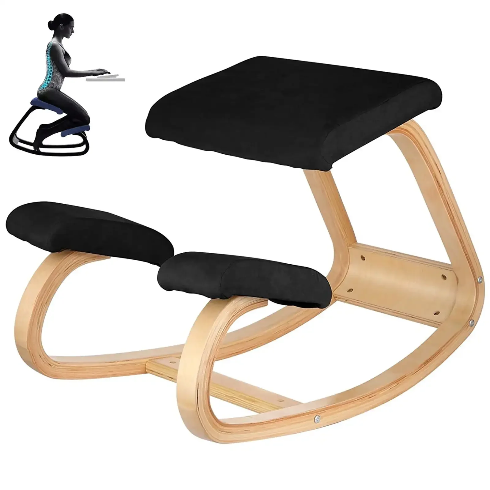 Kneeling Chair Meditation Seat with Wood Frame Home Office - £201.26 GBP