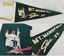 antique vintage felt pennant Mt. Mansfield Stowe VT 18&quot; NICE COLOR - $34.99