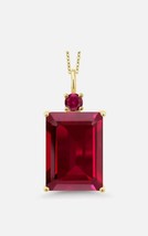 14Ct Lab Creates Emerald Red Ruby Solitaire Pendant 14K Yellow Gold Plated-
s... - £47.24 GBP