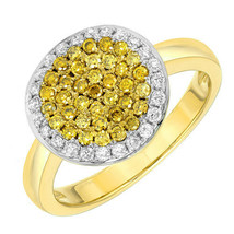 Real 0.56ct Natural Fancy Intense Yellow Diamonds Engagement Ring 18K Solid Gold - £1,417.86 GBP