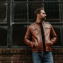 Hecho a mano Elegante MARRÓN Nueva Chaqueta para Hombre Piel de Cordero... - $2,162.25 MXN+