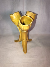 English Yellow Triple Bud Vase Art Pottery  - $19.99
