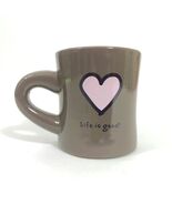 Life is Good Brown with Pink Heart Coffee Mug 8-9 ounces - $199.84 MXN