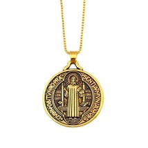 Saint Benedict Of Nursia Necklace Large 1.25&quot; Pendant Catholic Patron Europe New - £6.25 GBP