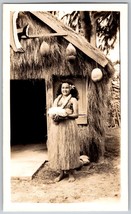 Hawaii Native Hula Girl with Coral (1930s) Real Photo grass skirt - $24.55