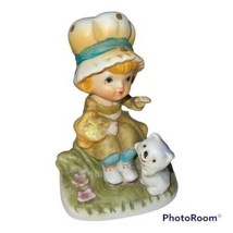 Vintage Homco Girl with Cat Figurine Collectible Statue Shelf Sitter - £9.64 GBP